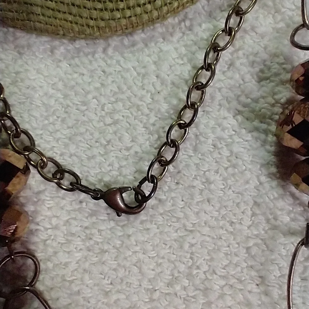 Coppertone bead chain mirror ball necklace